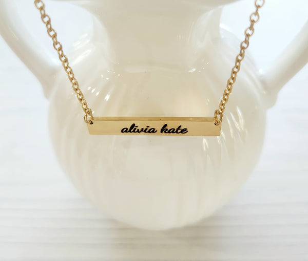 Personalized Engraved Bar Necklace