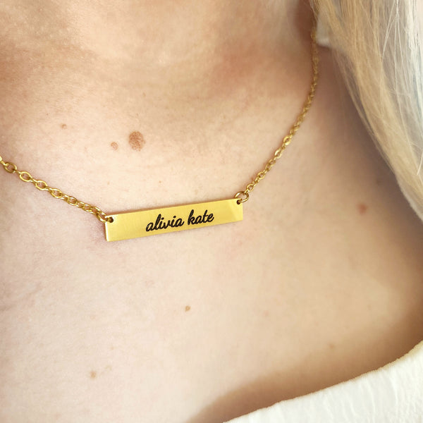 Personalized Engraved Bar Necklace