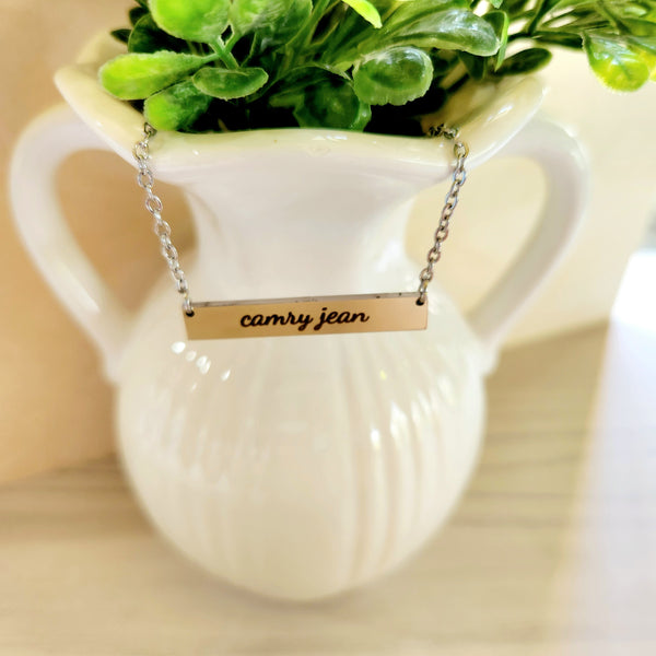 Personalized Engraved Bar Necklace