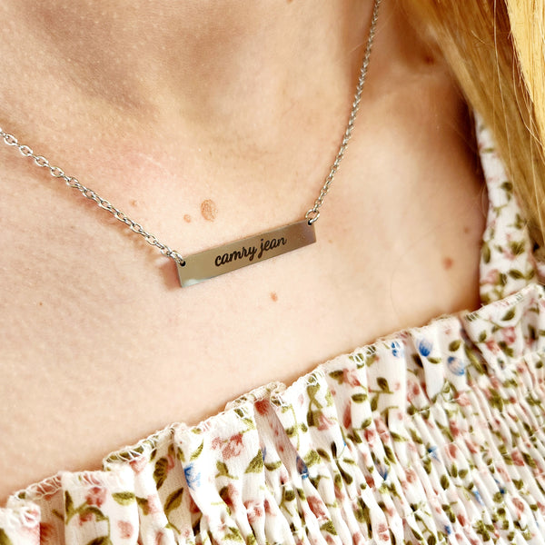 Personalized Engraved Bar Necklace