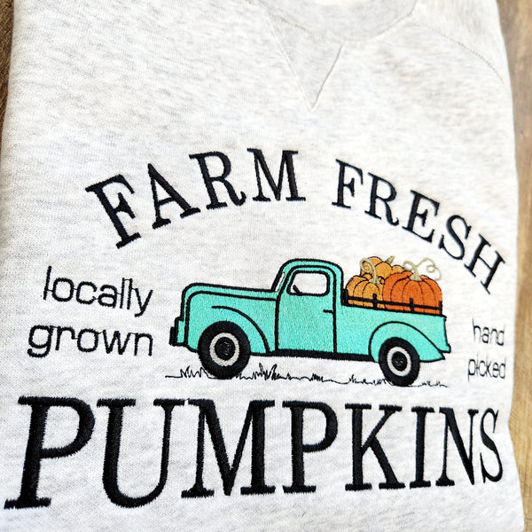 Embroidered Farm Fresh Pumpkins Crewneck