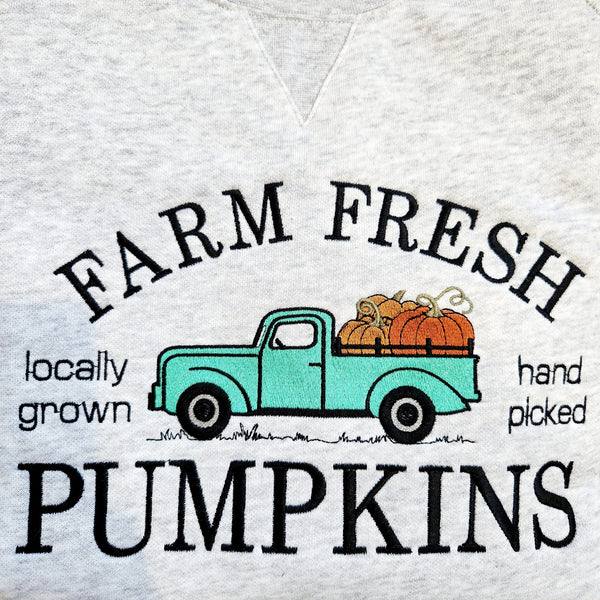 Embroidered Farm Fresh Pumpkins Crewneck