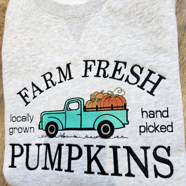 Embroidered Farm Fresh Pumpkins Crewneck