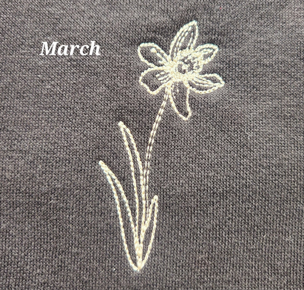 Personalized Mom, Birth Flower Embroidered Crewneck