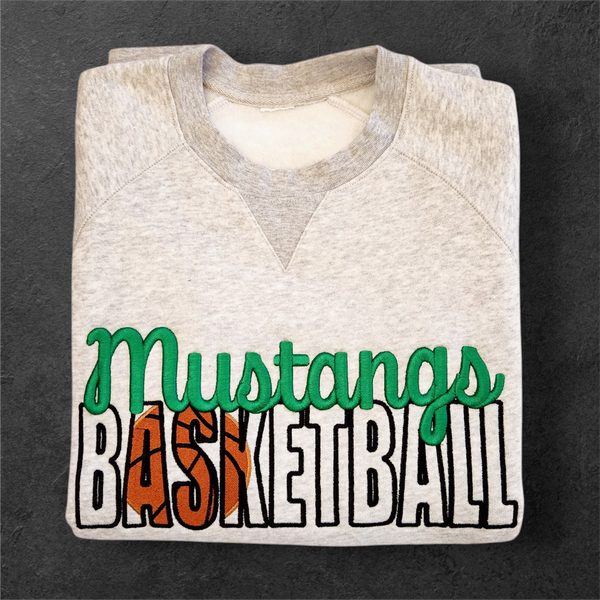 Crewneck Mascot Basketball 3D Embroidered