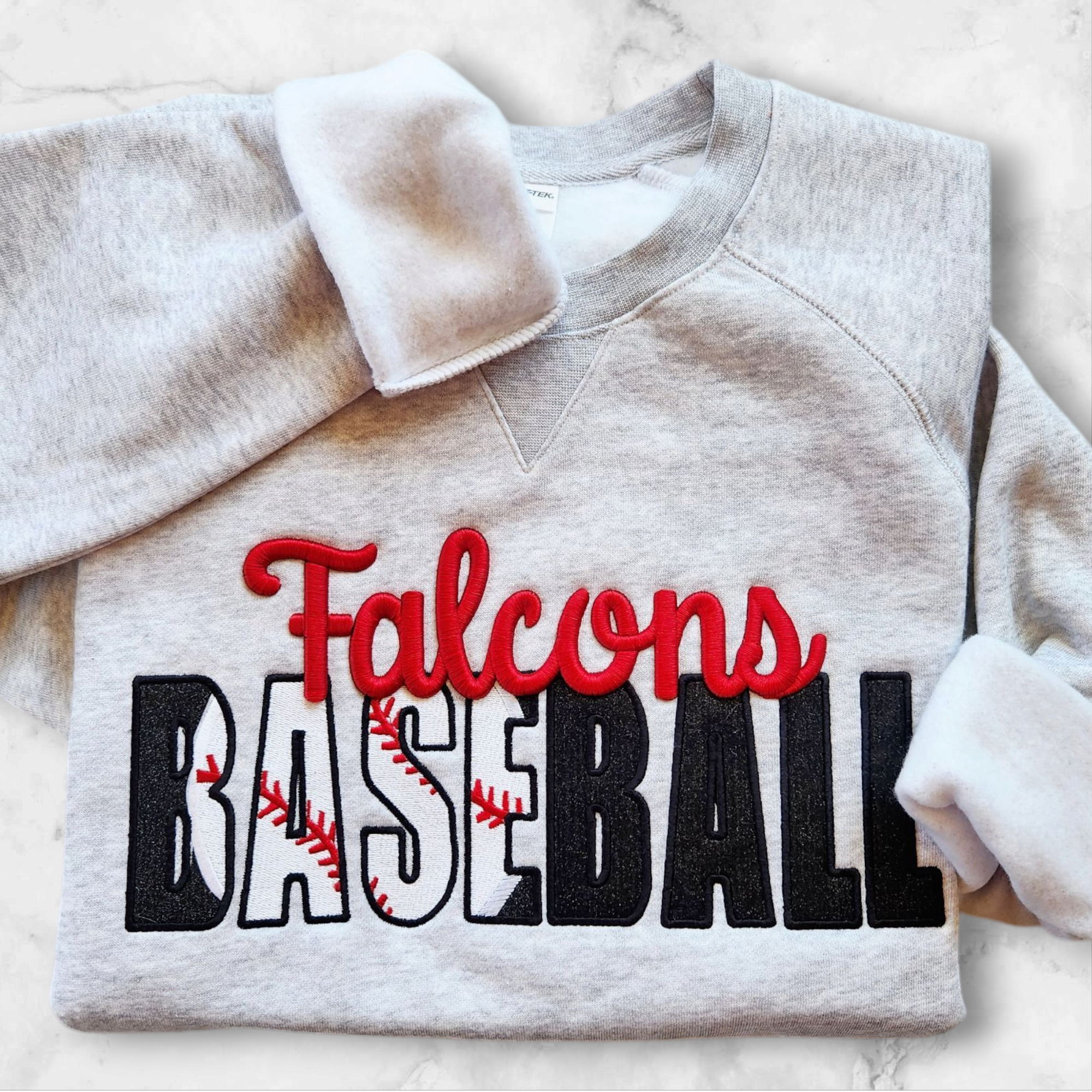 Crewneck Mascot Baseball 3D Embroidered