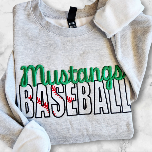 Crewneck Mascot Baseball 3D Embroidered