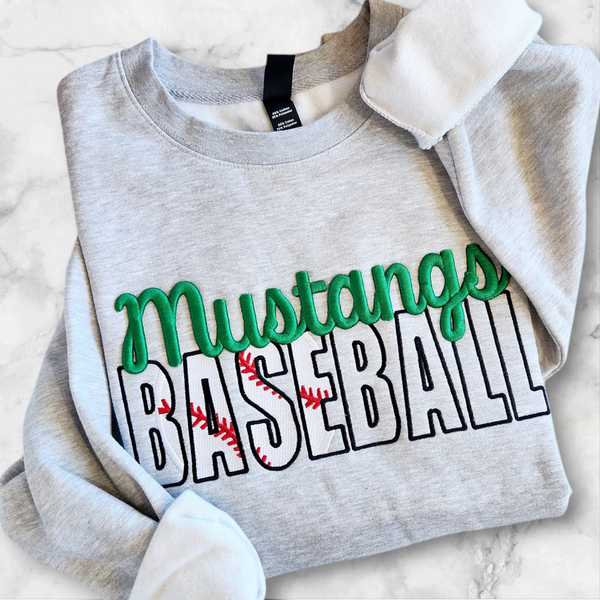 Crewneck Mascot Baseball 3D Embroidered