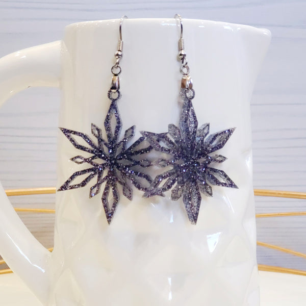 Glitter Snowflake Earrings