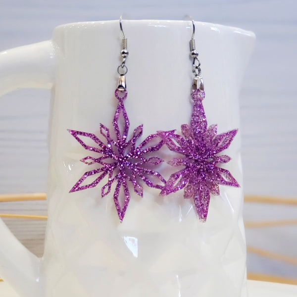 Glitter Snowflake Earrings