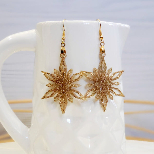 Glitter Snowflake Earrings