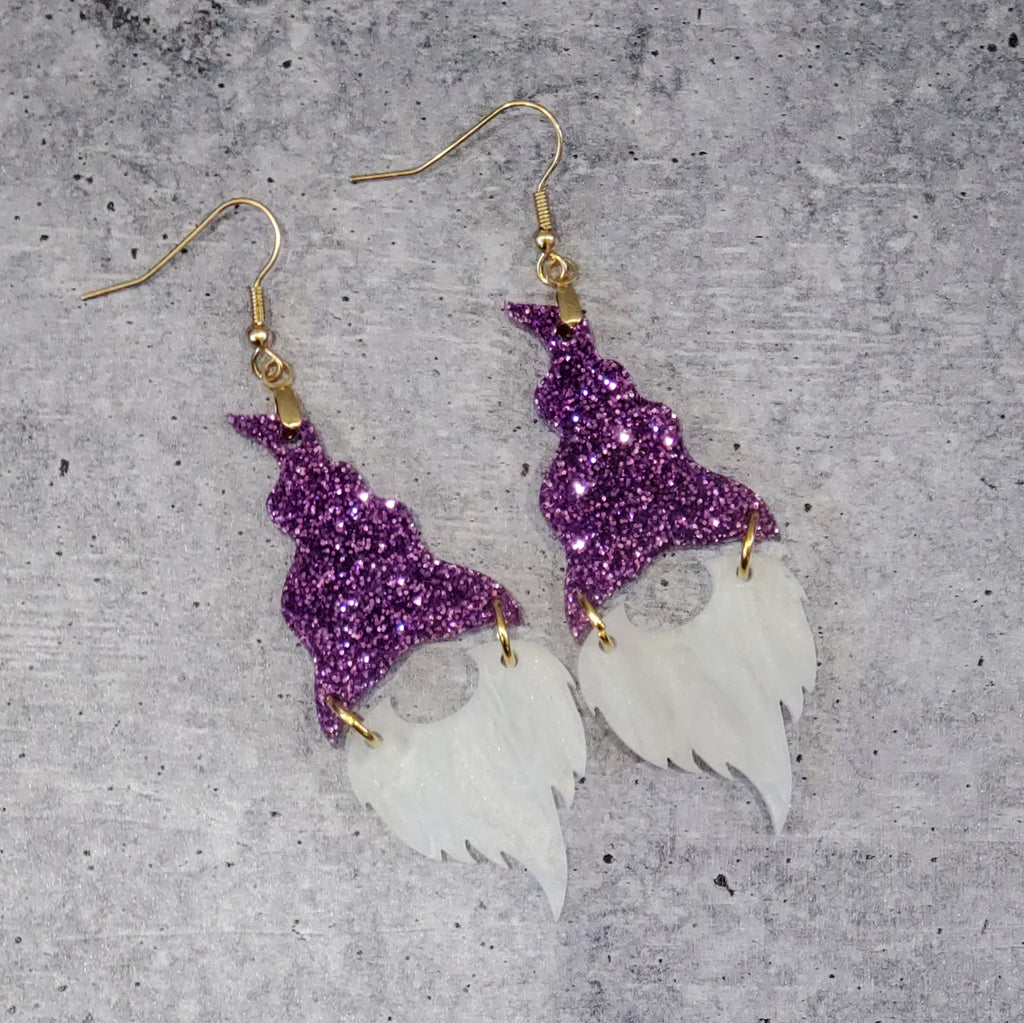 Purple Gnome Handmade Sublimation Earrings