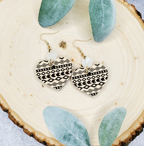 Valentine Dot, Aztec Heart Earrings - Multiple options available