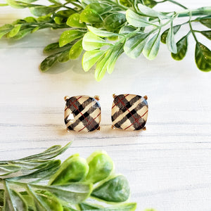 PLAID STUD EARRINGS