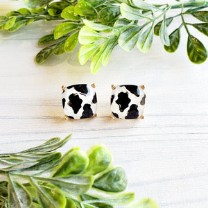 COW PRINT STUD EARRINGS