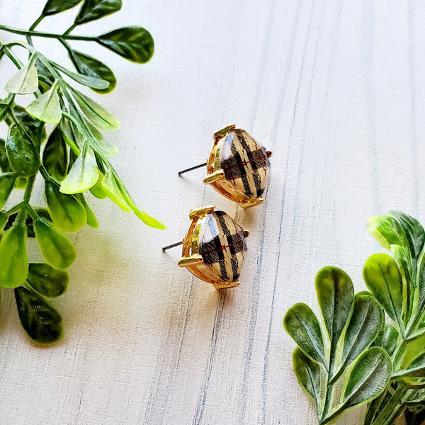 PLAID STUD EARRINGS