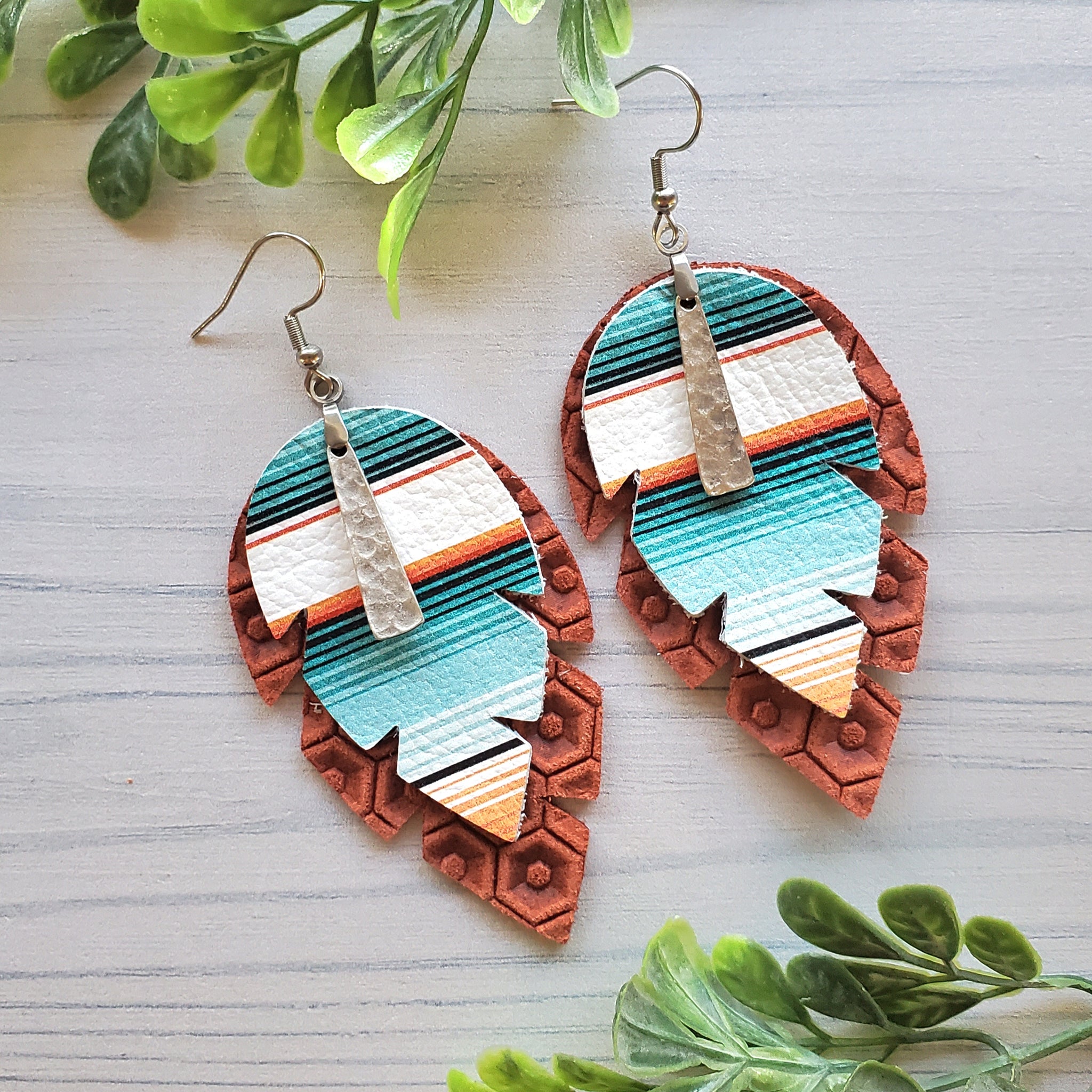 Serape Leather Earrings