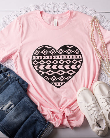 Glitter Aztec Heart Graphic Tee